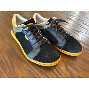 Fossil Low Top Sneakers Mens Size 10 Black Yellow Good Leather Suede FFM0022001